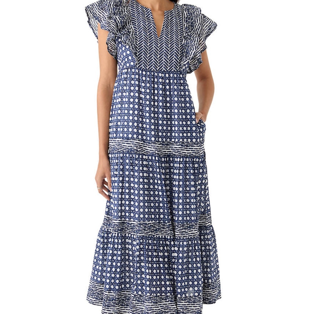 Blue Patterned Maxi Dress